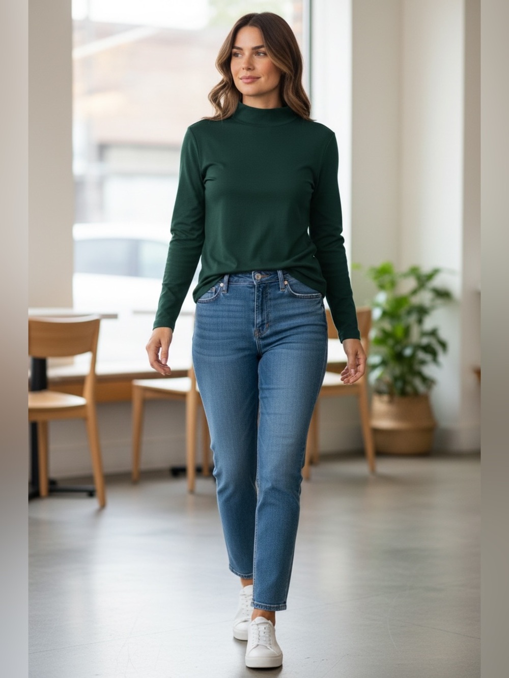 Cotton Mock-Neck Top